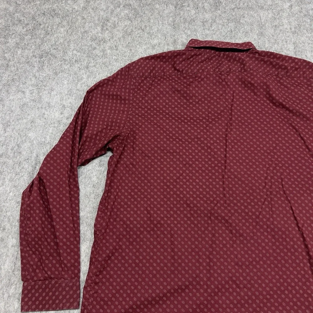 Banana Republic Shirt Mens XL Red Geometric Print Standard Fit Stretch Soft Wash